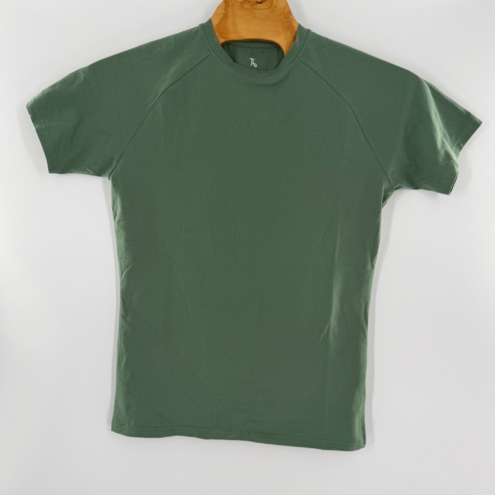 Tailored Athlete Mens Muscle Fit T-Shirt Green Short Sleeve Cotton Stretch
